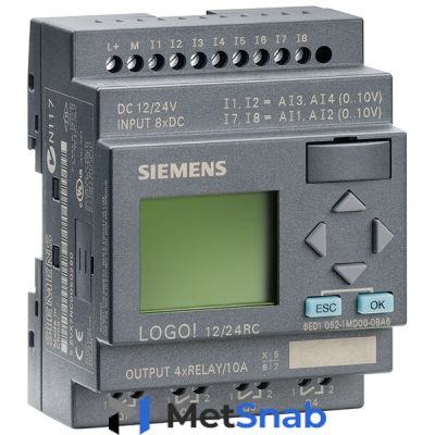 6ED1052-1MD00-0BA6 LOGO! 12/24RC Логический модуль с дисплеем: Uпит. 12/24V DC, 8 дискр. входов / 4 дискр. выхода SIEMENS 6ED10521MD000BA6